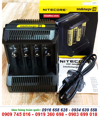 Nitecore i8, Máy sạc pin NItecore i8, sạc được 1 đến 8 pin Lithium Li-Ion, NiMh, NiCd chính hãng| Bảo hành 1 năm